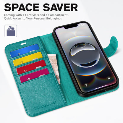 iPhone 16e, [RFID Blocking] 4 Card Holder Kickstand [Shockproof TPU Inner Case] PU Leather Magnetic Closure Protective Cover Compatible with iPhone 16e 6.1" 2025, Black - 7DAY'S
