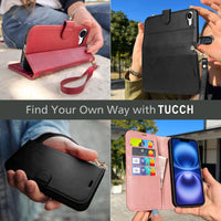 iPhone 16e, [RFID Blocking] 4 Card Holder Kickstand [Shockproof TPU Inner Case] PU Leather Magnetic Closure Protective Cover Compatible with iPhone 16e 6.1" 2025, Black - 7DAY'S