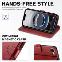 iPhone 16e, [RFID Blocking] 4 Card Holder Kickstand [Shockproof TPU Inner Case] PU Leather Magnetic Closure Protective Cover Compatible with iPhone 16e 6.1" 2025, Black - 7DAY'S