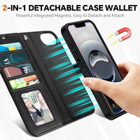 iPhone 16e Wallet 6.1", [Wrist Strap] [Detachable] Magnetic PU Leather Wallet Case RFID Blocking [Wireless Charging] 4 Card Holders Stand Folio Cover for iPhone 16e, Plum Purple - 7DAY'S