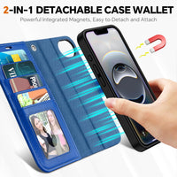 iPhone 16e Wallet 6.1", [Wrist Strap] [Detachable] Magnetic PU Leather Wallet Case RFID Blocking [Wireless Charging] 4 Card Holders Stand Folio Cover for iPhone 16e, Plum Purple - 7DAY'S