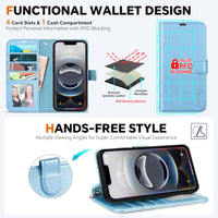 iPhone 16e Wallet 6.1", [Wrist Strap] [Detachable] Magnetic PU Leather Wallet Case RFID Blocking [Wireless Charging] 4 Card Holders Stand Folio Cover for iPhone 16e, Plum Purple - 7DAY'S