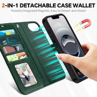 iPhone 16e Wallet 6.1", [Wrist Strap] [Detachable] Magnetic PU Leather Wallet Case RFID Blocking [Wireless Charging] 4 Card Holders Stand Folio Cover for iPhone 16e, Plum Purple - 7DAY'S