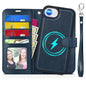 iPhone 16e Wallet 6.1", [Wrist Strap] [Detachable] Magnetic PU Leather Wallet Case RFID Blocking [Wireless Charging] 4 Card Holders Stand Folio Cover for iPhone 16e, Plum Purple - 7DAY'S