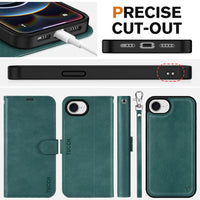 iPhone 16e Wallet 6.1", [Wrist Strap] [Detachable] Magnetic PU Leather Wallet Case RFID Blocking [Wireless Charging] 4 Card Holders Stand Folio Cover for iPhone 16e, Plum Purple - 7DAY'S