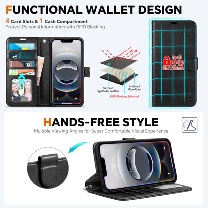 iPhone 16e Wallet 6.1", [Wrist Strap] [Detachable] Magnetic PU Leather Wallet Case RFID Blocking [Wireless Charging] 4 Card Holders Stand Folio Cover for iPhone 16e, Plum Purple - 7DAY'S