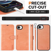 iPhone 16e Wallet 6.1", [Wrist Strap] [Detachable] Magnetic PU Leather Wallet Case RFID Blocking [Wireless Charging] 4 Card Holders Stand Folio Cover for iPhone 16e, Plum Purple - 7DAY'S
