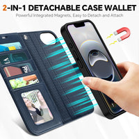 iPhone 16e Wallet 6.1", [Wrist Strap] [Detachable] Magnetic PU Leather Wallet Case RFID Blocking [Wireless Charging] 4 Card Holders Stand Folio Cover for iPhone 16e, Plum Purple - 7DAY'S