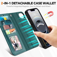 iPhone 16e Wallet 6.1", [Wrist Strap] [Detachable] Magnetic PU Leather Wallet Case RFID Blocking [Wireless Charging] 4 Card Holders Stand Folio Cover for iPhone 16e, Plum Purple - 7DAY'S