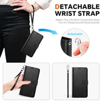 iPhone 16e Wallet 6.1", [Wrist Strap] [Detachable] Magnetic PU Leather Wallet Case RFID Blocking [Wireless Charging] 4 Card Holders Stand Folio Cover for iPhone 16e, Plum Purple - 7DAY'S