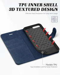 iPhone 8 Plus/iPhone 7 Plus, PU Leather Flip Cover with Card Slot Stand Holder, Magnetic Closure Shockproof TPU Interior Case Compatible with iPhone 7 Plus/8 Plus, Black - 7DAY'S
