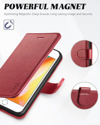 iPhone 8 Plus/iPhone 7 Plus, PU Leather Flip Cover with Card Slot Stand Holder, Magnetic Closure Shockproof TPU Interior Case Compatible with iPhone 7 Plus/8 Plus, Black - 7DAY'S