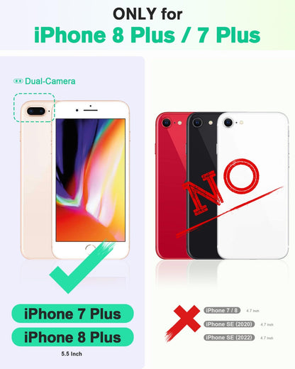 iPhone 8 Plus/iPhone 7 Plus, PU Leather Flip Cover with Card Slot Stand Holder, Magnetic Closure Shockproof TPU Interior Case Compatible with iPhone 7 Plus/8 Plus, Black - 7DAY'S