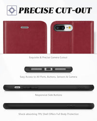 iPhone 8 Plus/iPhone 7 Plus, PU Leather Flip Cover with Card Slot Stand Holder, Magnetic Closure Shockproof TPU Interior Case Compatible with iPhone 7 Plus/8 Plus, Black - 7DAY'S