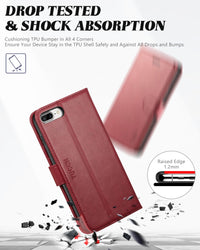iPhone 8 Plus/iPhone 7 Plus, PU Leather Flip Cover with Card Slot Stand Holder, Magnetic Closure Shockproof TPU Interior Case Compatible with iPhone 7 Plus/8 Plus, Black - 7DAY'S