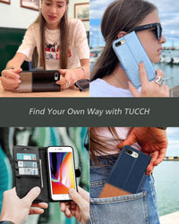 iPhone 8 Plus/iPhone 7 Plus, PU Leather Flip Cover with Card Slot Stand Holder, Magnetic Closure Shockproof TPU Interior Case Compatible with iPhone 7 Plus/8 Plus, Black - 7DAY'S