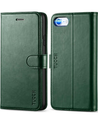 iPhone SE 2022/ iPhone 7/8/iPhone SE 2020, PU Leather 3 Card Slots Stand Magnetic Flip Folio Cover TPU Shockproof Inner Shell, Black - 7DAY'S