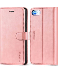 iPhone SE 2022/ iPhone 7/8/iPhone SE 2020, PU Leather 3 Card Slots Stand Magnetic Flip Folio Cover TPU Shockproof Inner Shell, Black - 7DAY'S