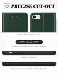 iPhone SE 2022/ iPhone 7/8/iPhone SE 2020, PU Leather 3 Card Slots Stand Magnetic Flip Folio Cover TPU Shockproof Inner Shell, Black - 7DAY'S