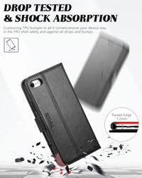 iPhone SE 2022/ iPhone 7/8/iPhone SE 2020, PU Leather 3 Card Slots Stand Magnetic Flip Folio Cover TPU Shockproof Inner Shell, Black - 7DAY'S