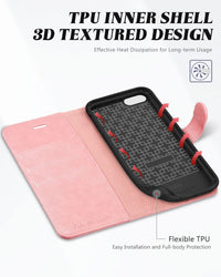 iPhone SE 2022/ iPhone 7/8/iPhone SE 2020, PU Leather 3 Card Slots Stand Magnetic Flip Folio Cover TPU Shockproof Inner Shell, Black - 7DAY'S