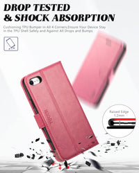 iPhone SE 2022/ iPhone 7/8/iPhone SE 2020, PU Leather 3 Card Slots Stand Magnetic Flip Folio Cover TPU Shockproof Inner Shell, Black - 7DAY'S