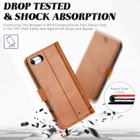 iPhone SE 2022/ iPhone 7/8/iPhone SE 2020, PU Leather 3 Card Slots Stand Magnetic Flip Folio Cover TPU Shockproof Inner Shell, Black - 7DAY'S