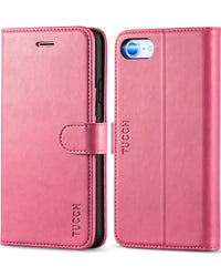 iPhone SE 2022/ iPhone 7/8/iPhone SE 2020, PU Leather 3 Card Slots Stand Magnetic Flip Folio Cover TPU Shockproof Inner Shell, Black - 7DAY'S