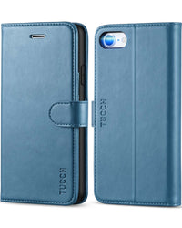 iPhone SE 2022/ iPhone 7/8/iPhone SE 2020, PU Leather 3 Card Slots Stand Magnetic Flip Folio Cover TPU Shockproof Inner Shell, Black - 7DAY'S