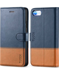 iPhone SE 2022/ iPhone 7/8/iPhone SE 2020, PU Leather 3 Card Slots Stand Magnetic Flip Folio Cover TPU Shockproof Inner Shell, Black - 7DAY'S