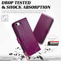 iPhone SE 2022/ iPhone 7/8/iPhone SE 2020, PU Leather 3 Card Slots Stand Magnetic Flip Folio Cover TPU Shockproof Inner Shell, Black - 7DAY'S