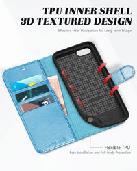 iPhone SE 2022/ iPhone 7/8/iPhone SE 2020, PU Leather 3 Card Slots Stand Magnetic Flip Folio Cover TPU Shockproof Inner Shell, Black - 7DAY'S