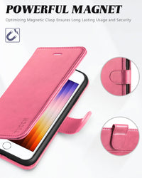 iPhone SE 2022/ iPhone 7/8/iPhone SE 2020, PU Leather 3 Card Slots Stand Magnetic Flip Folio Cover TPU Shockproof Inner Shell, Black - 7DAY'S