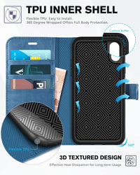 iPhone XR, Kickstand RFID Blocking Credit Card Slot PU Leather Folio Phone Cover with Wireless Charging [Shockproof TPU Shell] Compatible with iPhone XR 6.1, Black - 7DAY'S