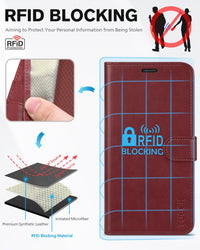 iPhone XR, Kickstand RFID Blocking Credit Card Slot PU Leather Folio Phone Cover with Wireless Charging [Shockproof TPU Shell] Compatible with iPhone XR 6.1, Black - 7DAY'S