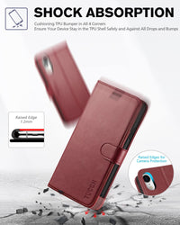 iPhone XR, Kickstand RFID Blocking Credit Card Slot PU Leather Folio Phone Cover with Wireless Charging [Shockproof TPU Shell] Compatible with iPhone XR 6.1, Black - 7DAY'S