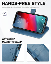 iPhone XR, Kickstand RFID Blocking Credit Card Slot PU Leather Folio Phone Cover with Wireless Charging [Shockproof TPU Shell] Compatible with iPhone XR 6.1, Black - 7DAY'S