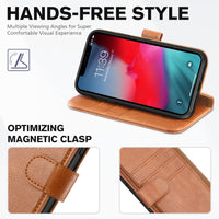 iPhone XR, Kickstand RFID Blocking Credit Card Slot PU Leather Folio Phone Cover with Wireless Charging [Shockproof TPU Shell] Compatible with iPhone XR 6.1, Black - 7DAY'S
