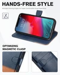iPhone XR, Kickstand RFID Blocking Credit Card Slot PU Leather Folio Phone Cover with Wireless Charging [Shockproof TPU Shell] Compatible with iPhone XR 6.1, Black - 7DAY'S