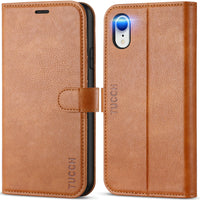 iPhone XR, Kickstand RFID Blocking Credit Card Slot PU Leather Folio Phone Cover with Wireless Charging [Shockproof TPU Shell] Compatible with iPhone XR 6.1, Black - 7DAY'S
