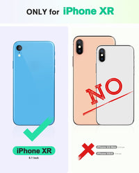 iPhone XR, Kickstand RFID Blocking Credit Card Slot PU Leather Folio Phone Cover with Wireless Charging [Shockproof TPU Shell] Compatible with iPhone XR 6.1, Black - 7DAY'S