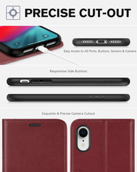 iPhone XR, Kickstand RFID Blocking Credit Card Slot PU Leather Folio Phone Cover with Wireless Charging [Shockproof TPU Shell] Compatible with iPhone XR 6.1, Black - 7DAY'S