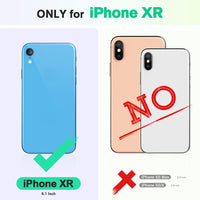 iPhone XR, Kickstand RFID Blocking Credit Card Slot PU Leather Folio Phone Cover with Wireless Charging [Shockproof TPU Shell] Compatible with iPhone XR 6.1, Black - 7DAY'S