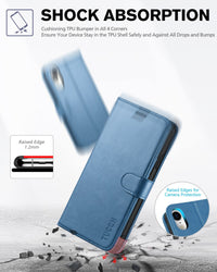 iPhone XR, Kickstand RFID Blocking Credit Card Slot PU Leather Folio Phone Cover with Wireless Charging [Shockproof TPU Shell] Compatible with iPhone XR 6.1, Black - 7DAY'S