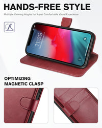 iPhone XR, Kickstand RFID Blocking Credit Card Slot PU Leather Folio Phone Cover with Wireless Charging [Shockproof TPU Shell] Compatible with iPhone XR 6.1, Black - 7DAY'S