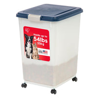 IRIS USA Airtight Pet Food Storage Container with Wheels, Black, 30 lb Capacity - BPA - Free Clear Plastic Bin with Snap - Lid Seal to Keep Kibble, Pellets or Seeds Fresh for Dogs, Cats and Birds - 7DAY'S