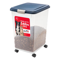 IRIS USA Airtight Pet Food Storage Container with Wheels, Black, 30 lb Capacity - BPA - Free Clear Plastic Bin with Snap - Lid Seal to Keep Kibble, Pellets or Seeds Fresh for Dogs, Cats and Birds - 7DAY'S