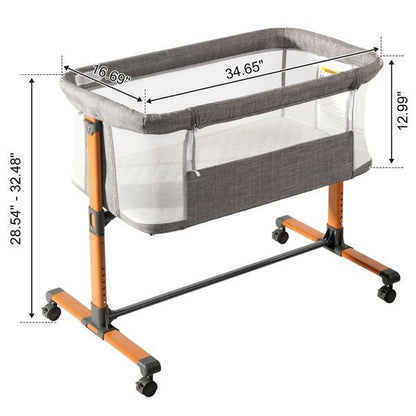 Iron pipe + plastic 150D encrypted cationic fabric gray baby cradle bed model: KT - BSW - 7DAY'S