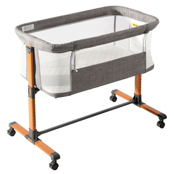 Iron pipe + plastic 150D encrypted cationic fabric gray baby cradle bed model: KT - BSW - 7DAY'S