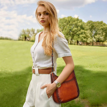 Iswee Crossbody Bags for Women Genuine Leather Purses Vintage Shoulder Handbags Travel Cross Body Bag with Boho Strap - 7DAY'S